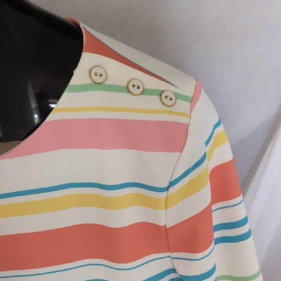 Peck & Peck Blue and Green Striped Top - Picture 9 of 9